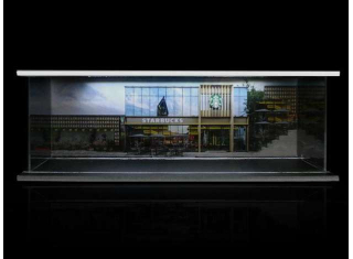 Diorama *Starbucks with light* 1:64 Black Box Diorama 