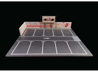 Diorama *Pink pig parking lot* pink/grey 1:64 Black Box Diorama