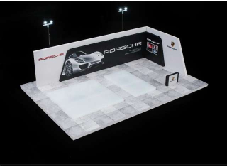 Diorama *Porsche with light * white/black 1:64 Black Box Diorama