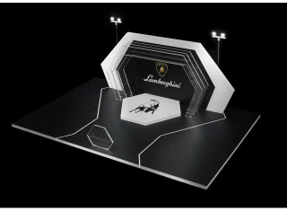 Diorama *Lamborghini booth with light* white/black 1:64 Black Box Diorama 