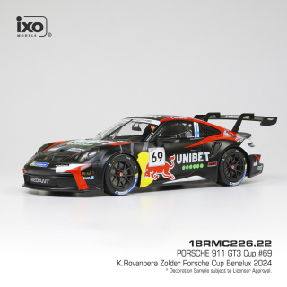 Porsche 911 GT3 Cup #69 K. Rovanpera Zolder Porsche Cup Benelux 2024 1:18 Ixo Models
