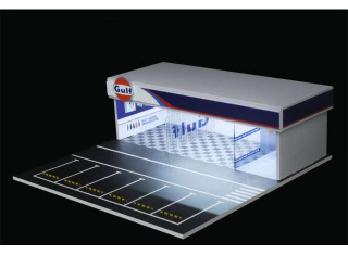 Diorama *Gulf garage with light* 1:64 Black Box Diorama 