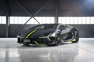 Lamborghini Revuelto grigio telesto with nero noctis/verde scandal livery 1:43 Look Smart Models