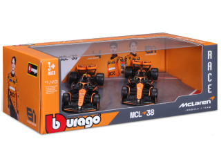 Set 2x Mclaren MCL 38 #4 L.Norris + #81 O.Piastri 2024 1:43 Bburago
