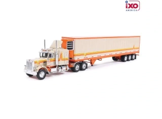 Peterbilt 359 with Modern Trailer 1973 orange/cream 1:64 Ixo America