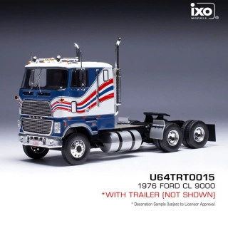Ford CL 9000 1976 with Vintage Trailer red/white/blue 1:64 Ixo America