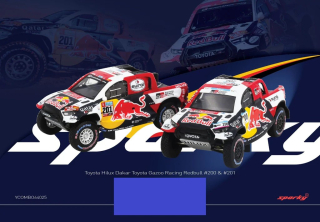 Toyota Hilux Dakar Toyota Gazoo Racing Redbull #200 & #201 N.Al-Attiyah/M.Baumel Combo Set 1:64 Tiny Toys