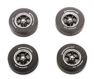 Set 4x Wheels and Rims for Ford Mustang Bullit 1968 1:18 KK Scale