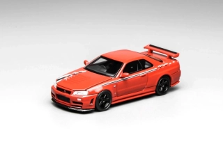Nissan Skyline GT-R (R34) Coupe Nismo Costumized 1999 red 1:64 Motorhelix 