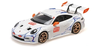 Porsche 911 (992) GT3RS 2023 white/orange decor 1:18 Minichamps