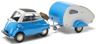 BMW Isetta with Caravan blue/white 1:18 BMW Collection