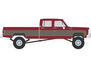 GMC Sierra Grande K2500 1977 Crew Cab Wideside dark red metallic/silver special two-tone lifted 1:64 Ixo America
