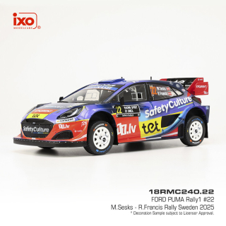 Ford Puma Rally1 #22 Sesks/Francis Rally Sweden 2025 1:18 Ixo Models
