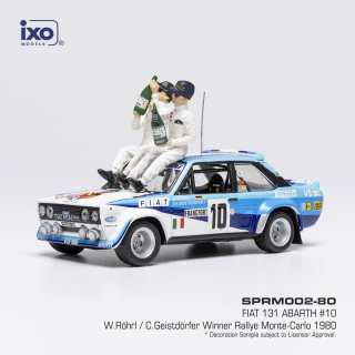 Fiat 131 Abarth #10 Rohrl/Geistdorfer Winner Rally Monte Carlo 1980 with Figurines 1:43 Ixo Models