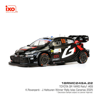 Toyota GR Yaris Rally1 #69 Rovanperä/Halttunen Winner Rally Islas Canarias 2025 1:18 Ixo Models