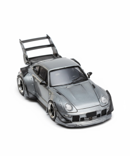 Porsche RWB 993 Zamac With High Tail silver 1:64 Street Weapon