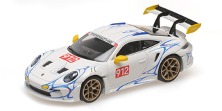 Porsche 911 (992) GT3RS 2023 white/yellow decor 1:43 Minichamps