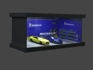 Diorama *Michelin parking lot* yellow/blue 1:64 Black Box Diorama