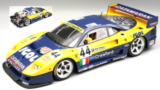 Ferrari F40 LM 3.5L Turbo V8 Team ENNEA SRL IGOL #44 Della Noce/Olofsson/Rosenblad 24H Le Mans 1996 with Opening Rear Trunck and Engine Part (magnetic system) 1:18 Tecnomodel