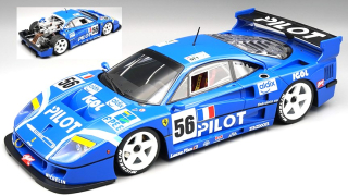Ferrari F40 LM 3.5L Turbo V8 Team Pilot Pen Racing #56 Ferte/Thevenin/Leboissetier 24H Le Mans 1996 with Opening Rear Trunck and Engine Part (magnetic system) 1:18 Tecnomodel