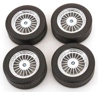 Set 4x Wheels and Rims Alpina for BMW 6-Series M635 CSI E24 1987 1:12 KK Scale