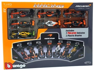 McLaren Set - MCL36 #4 2022-2X #3 Ricciardo-MCL60 #4 2023-MCL60 #81 2023-MCL38 #4+#81 Monaco GP 1:43 Bburago