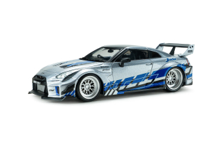Nissan GT-R R35 Liberty Walk Silhouette 2020 silver/blue stripes 1:43 Solido