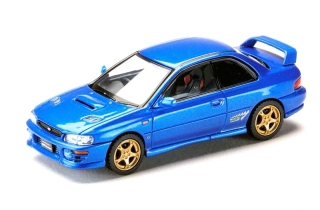Subaru Impreza Pure Sports Coupe WRX Type R STI Version sonic blue mica 1:64 Hobby Japan