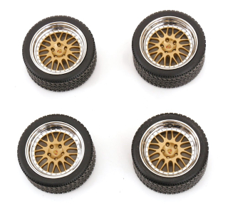 Set 4x Wheels and BBS Rims for Porsche 911 993 GT2 Coupe 1996 1:18 KK Scale