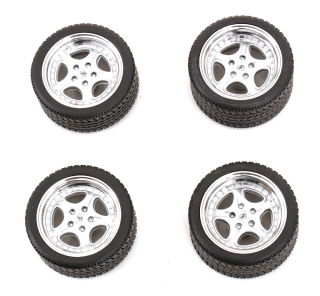 Set 4x Wheels and Speedline Rims for Porsche 911 993 GT2 Coupe 1996 1:18 KK Scale