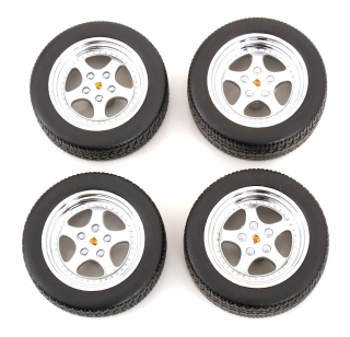 Set 4x Wheels and Speedline Rims for Porsche 911 964 RS Coupe 1992 1:12 KK Scale