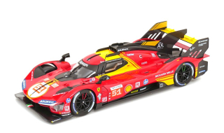 Ferrari 499P 3.0L Turbo V6 Team Ferrari AF Corse #51 Guidi/Calado/Giovinazzi 3rd 24H Le Mans 2024 1:18 Bburago