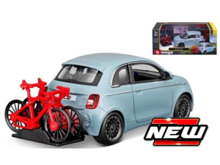  Fiat 500E + Bikes 1:24 Bburago
