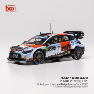 Hyundai i20 N Rally1 #20 H.Paddon/J.Kennard Rallye Monte Carlo 2026 1:43 Ixo Models