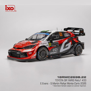 Toyota GR Yaris Rally1 #33 E.Evans/S.Martin Rallye Monte Carlo 2026 1:18 Ixo Models