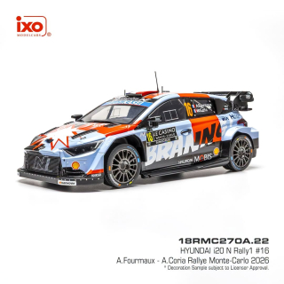 Hyundai i20 N Rally1 #16 A.Fourmaux/A.Coria Rallye Monte Carlo 2026 1:18 Ixo Models