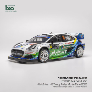 Ford Puma Rally1 #55 J.McErLean/E.Treacy Rallye Monte Carlo 2026 1:18 Ixo Models