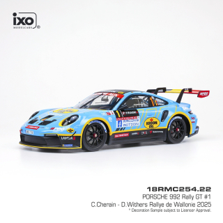Porsche 992 #1 Cherain/Withers Rallye Wallonien 2025 1:18 Ixo Models
