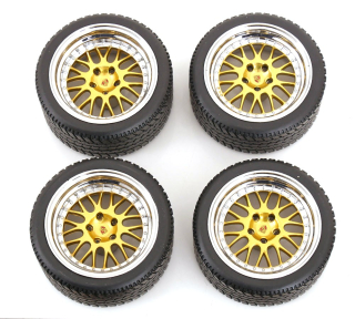 Set 4x Wheels and BBS Rims for Porsche 1:12 KK Scale
