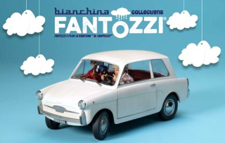 Autobianchi 4 Seats *TV-Series Fantozzi* 1983 with Figurines Fantozzi and Filini 1:18 CLC