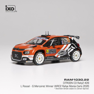 Citroen C3 Rally2 #20 Rossel/Mercoiret Rallye Monte Carlo 2026 1:43 Ixo Models
