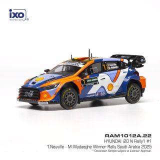 Hyundai i20 N Rally1 #1 Neuville/Wydaeghe Rally Saudi Arabia 2025 1:43 Ixo Models