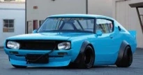 Nissan Skyline GT-R *Kenmeri* W Liberty Walk Body Kit 1972 blue 1:43 Solido