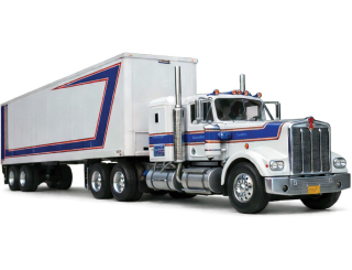 Kenworth W900 1976 With Vintage Trailer red/white/blue 1:64 Ixo America