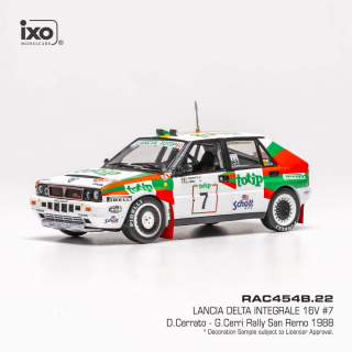 Lancia Delta Integrale 16V Team Jolly Club #7 Cerrato/Cerri 3rd Rally Sanremo 1988 1:43 Ixo Models