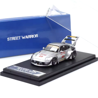 Porsche RWB 993 With High Tail #89 Zamac grey 1:64 Street Weapon