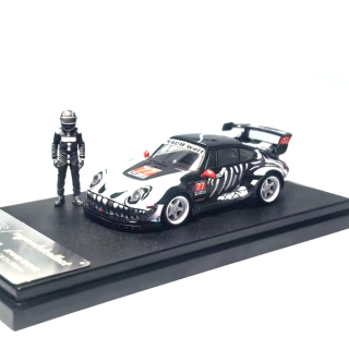 Porsche RWB 964 High Wing White Bone Dragon Livery With Figure black/white/red 1:64 My Model Collect