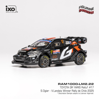Toyota GR Yaris Rally1 #17 Ogier/Landais Rally Chile 2025 + 2 Figurines inside 1:43 Ixo Models