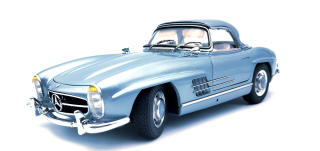 Mercedes-Benz 300 SL W198 Hardtop blue metallic/cream interior 1:18 CMC