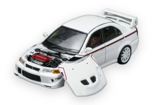 Mitsubishi Lancer Evolution VI GSR T.M.E. 2002 white 1:64 Motorhelix